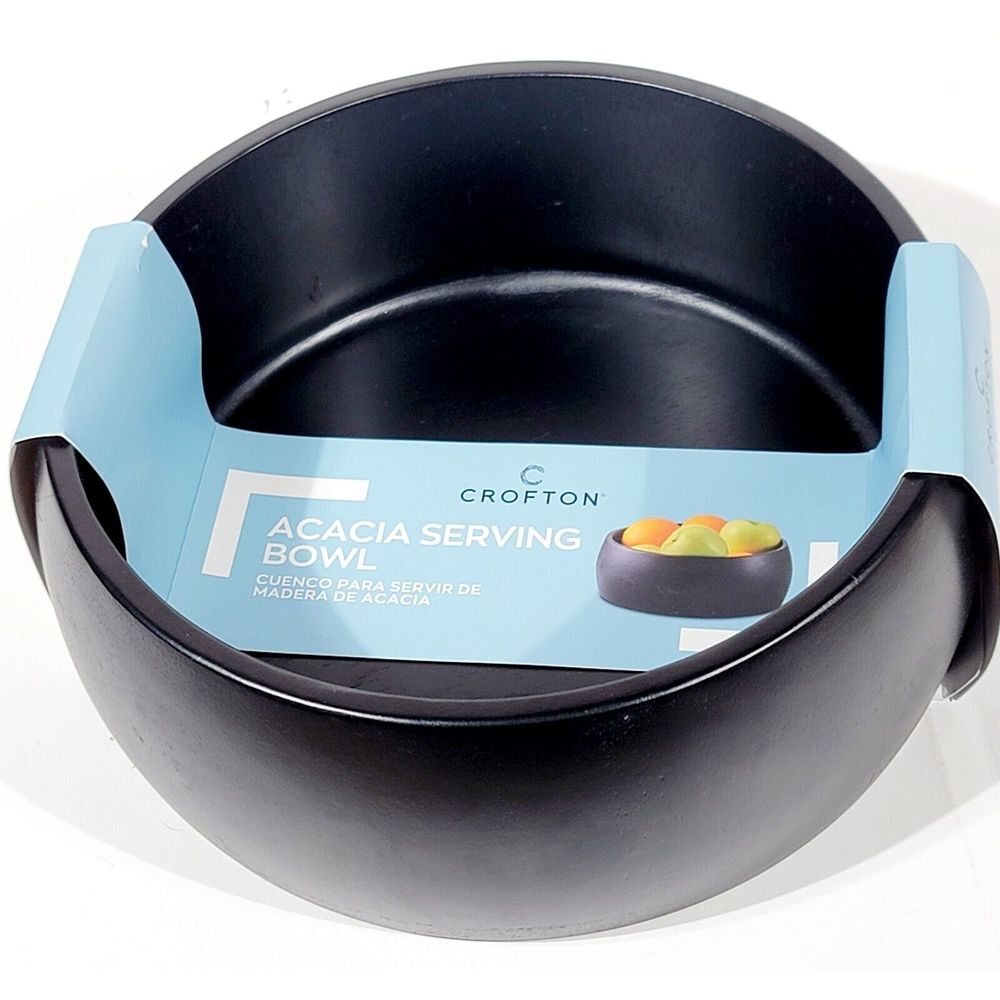 Crofton Acacia Serving Fruit Bowl Black Wood #709832